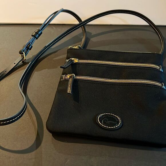 COPY - Dooney and Bourke NWOT Black Nylon and Leather Crossbody Triple Zip. P8 - Picture 1 of 5